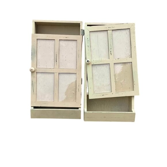 VTG WINDOW PICTURE FRAME FLOWER HOLDER WOOD CREAM WALL SHELF Lot of 2 - Picture 1 of 10
